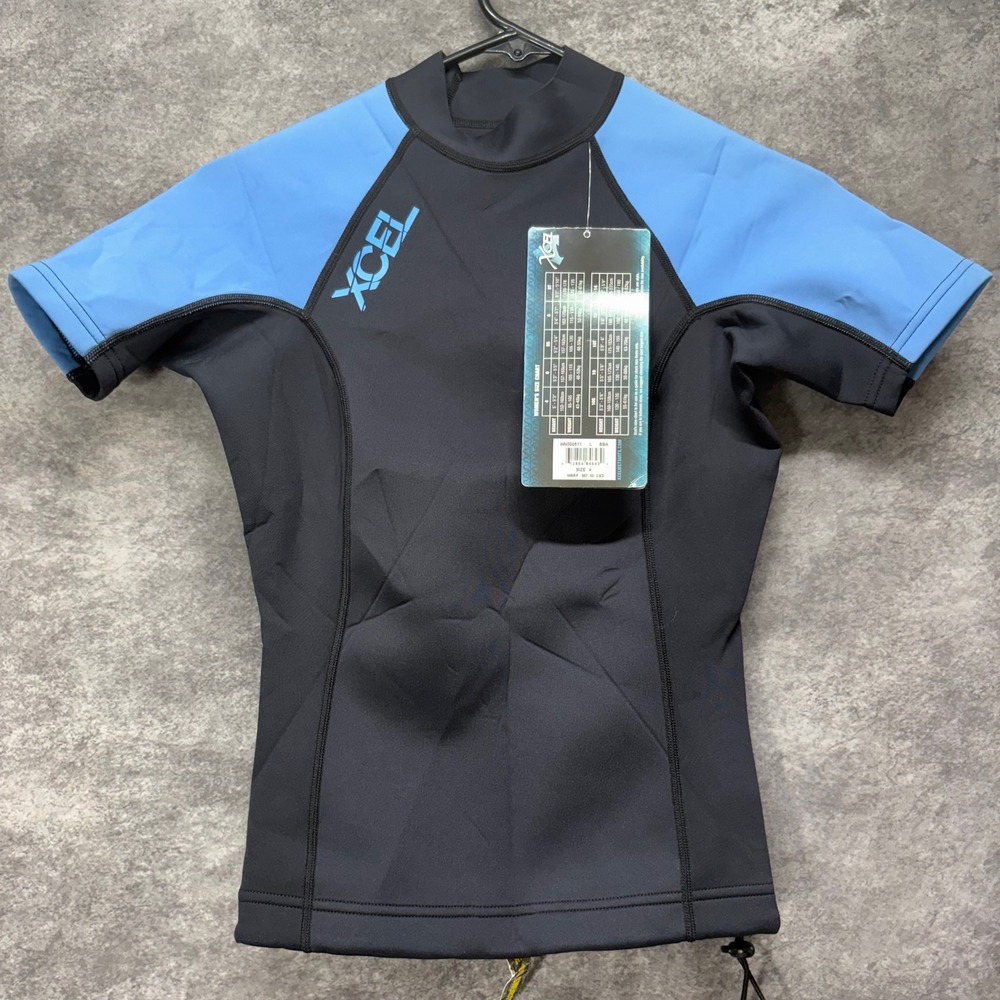 XCEL Neoprene Wetsuit Top Shirt Xcelerator Ultraflex 1.0/0.5 Womens 4 Black Blue